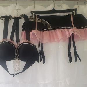 Hand decorated Playboy  2pc lingerie set